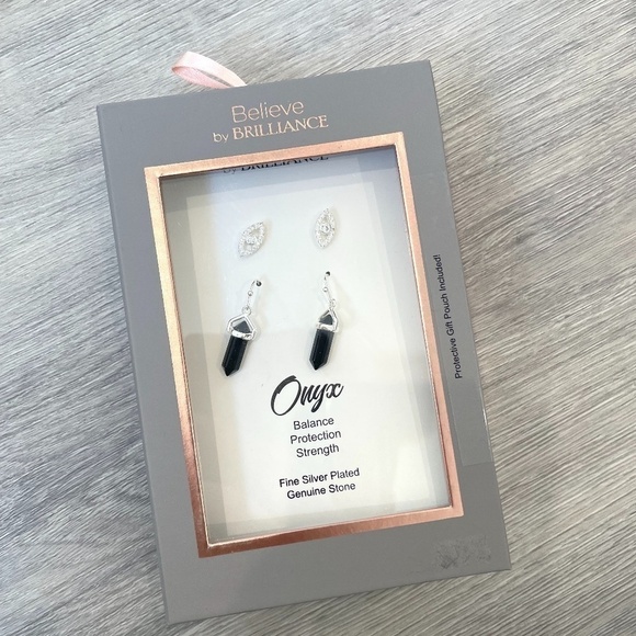 Believe by Brilliance Onyz Earring Set - Picture 1 of 3